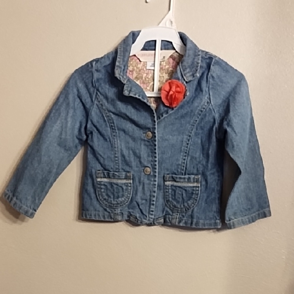 OshKosh B'gosh Blue Pink Jean Jacket with Floral Accent